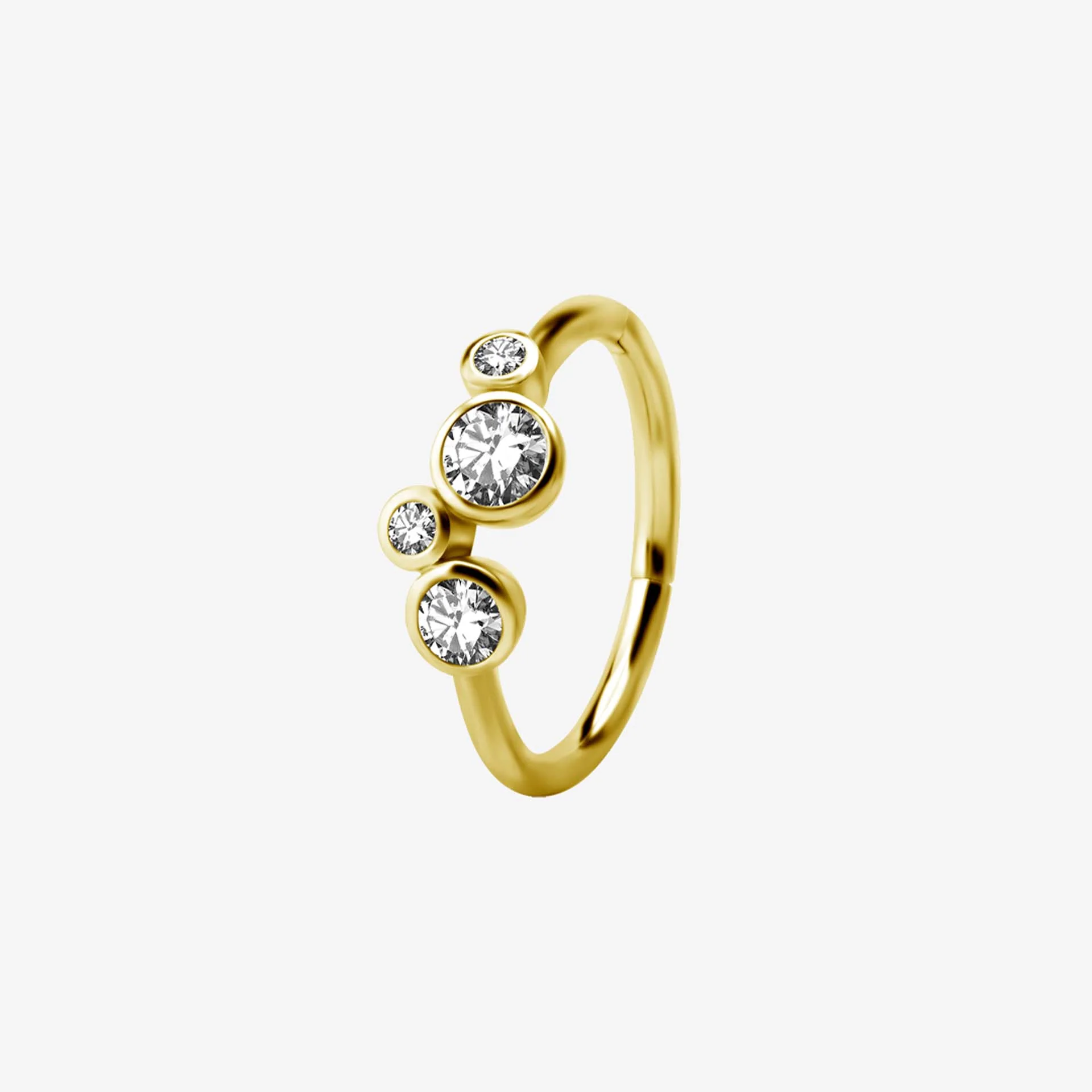 Piranha Argola Hinged Jewelled Ring Steel Zirconline - Image 2