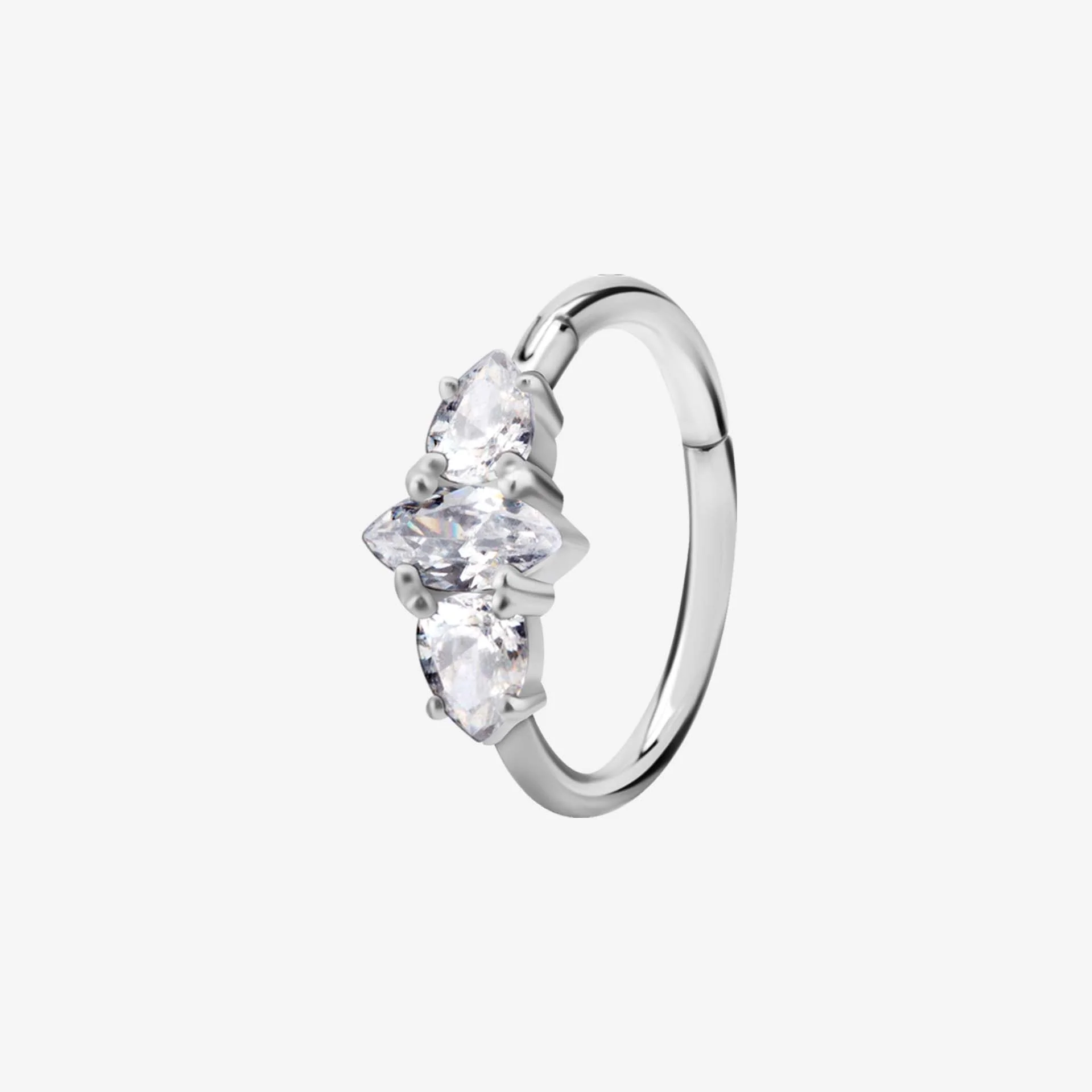 Piranha Argola Hinged Pointed Jewelled Ring Steel Basicline - Image 2