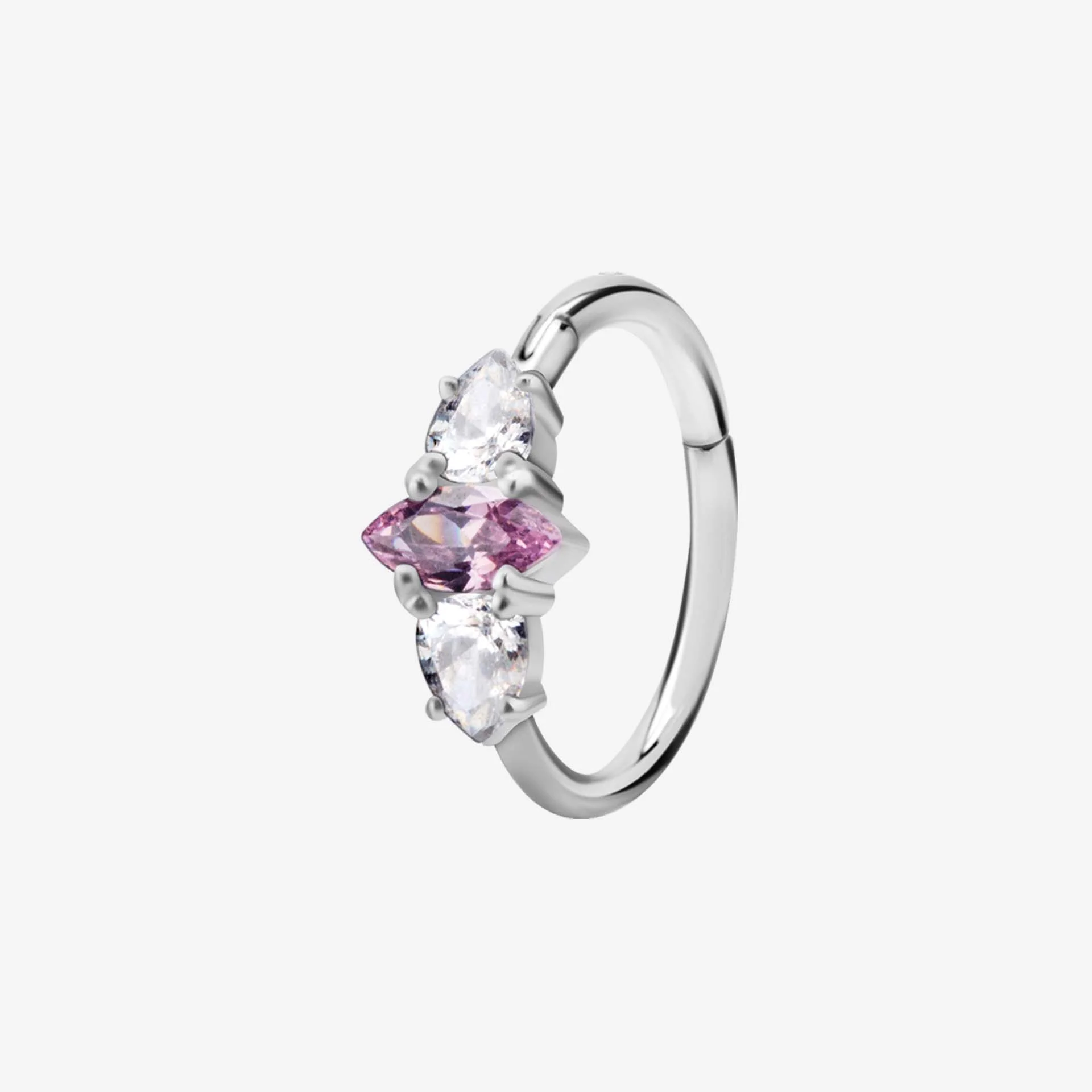 Piranha Argola Hinged Pointed Jewelled Ring Steel Basicline - Image 3