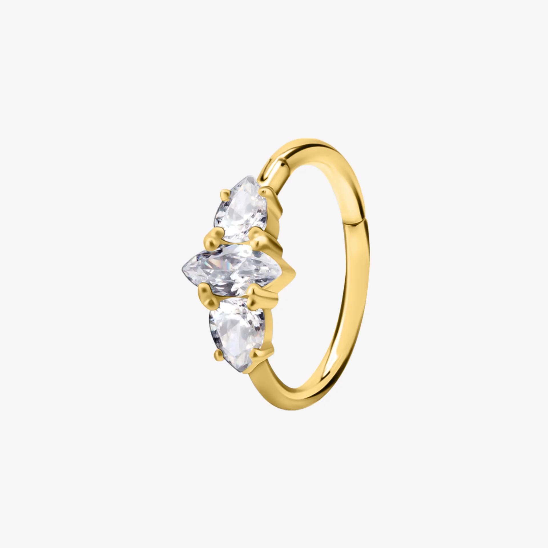 Piranha Argola Hinged Pointed Jewelled Ring White Steel Zirconline - Image 2