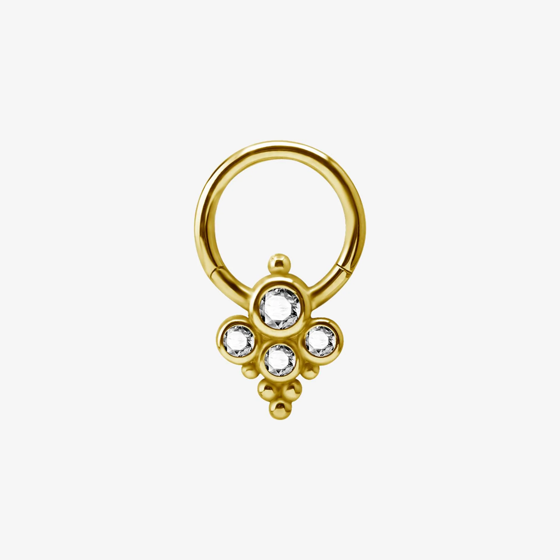 Piranha Argola Hinged Smiley 4 Crystals Flat Steel Zirconline - Image 2