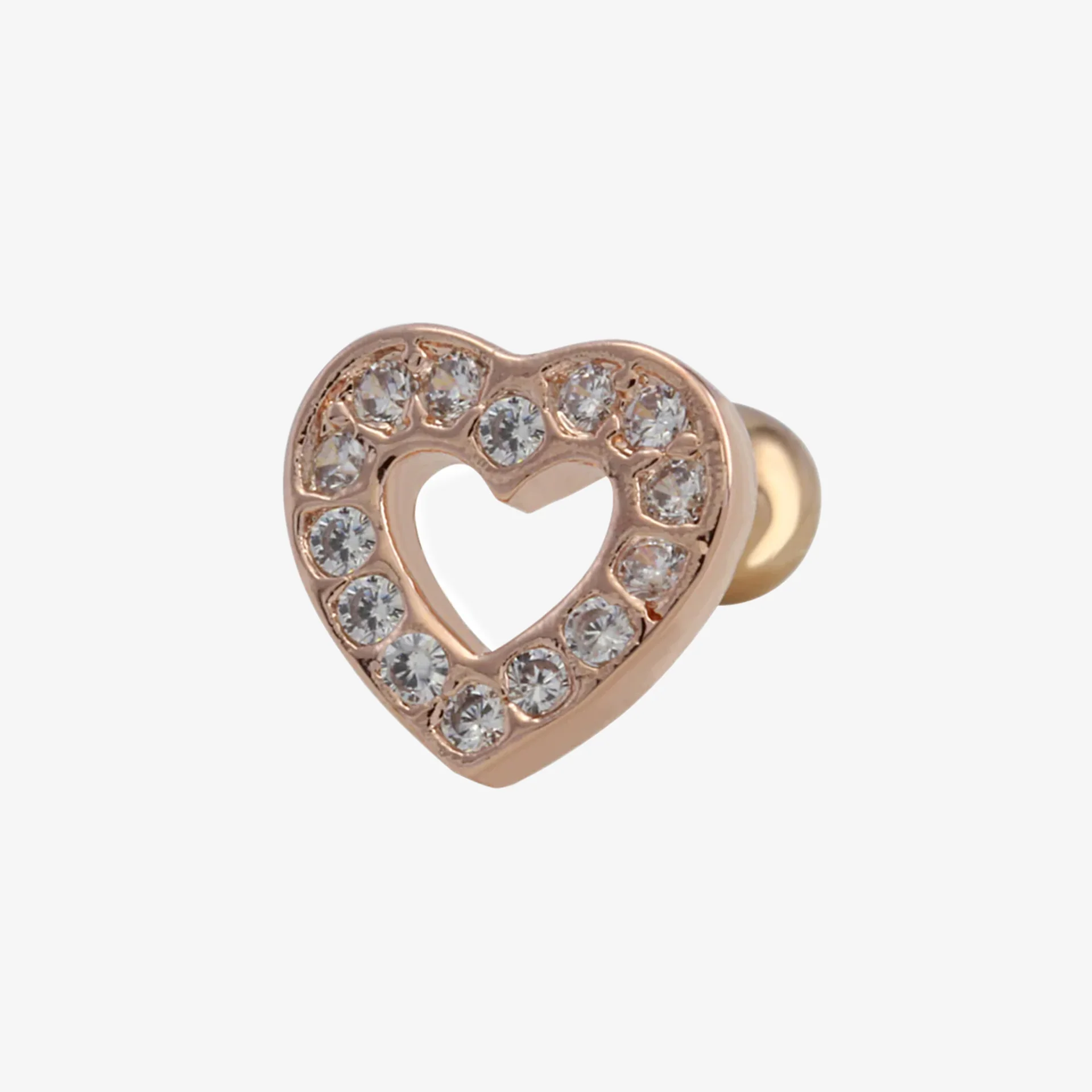Piranha EarBarbell Shiny Heart Steel Roseline - Image 2