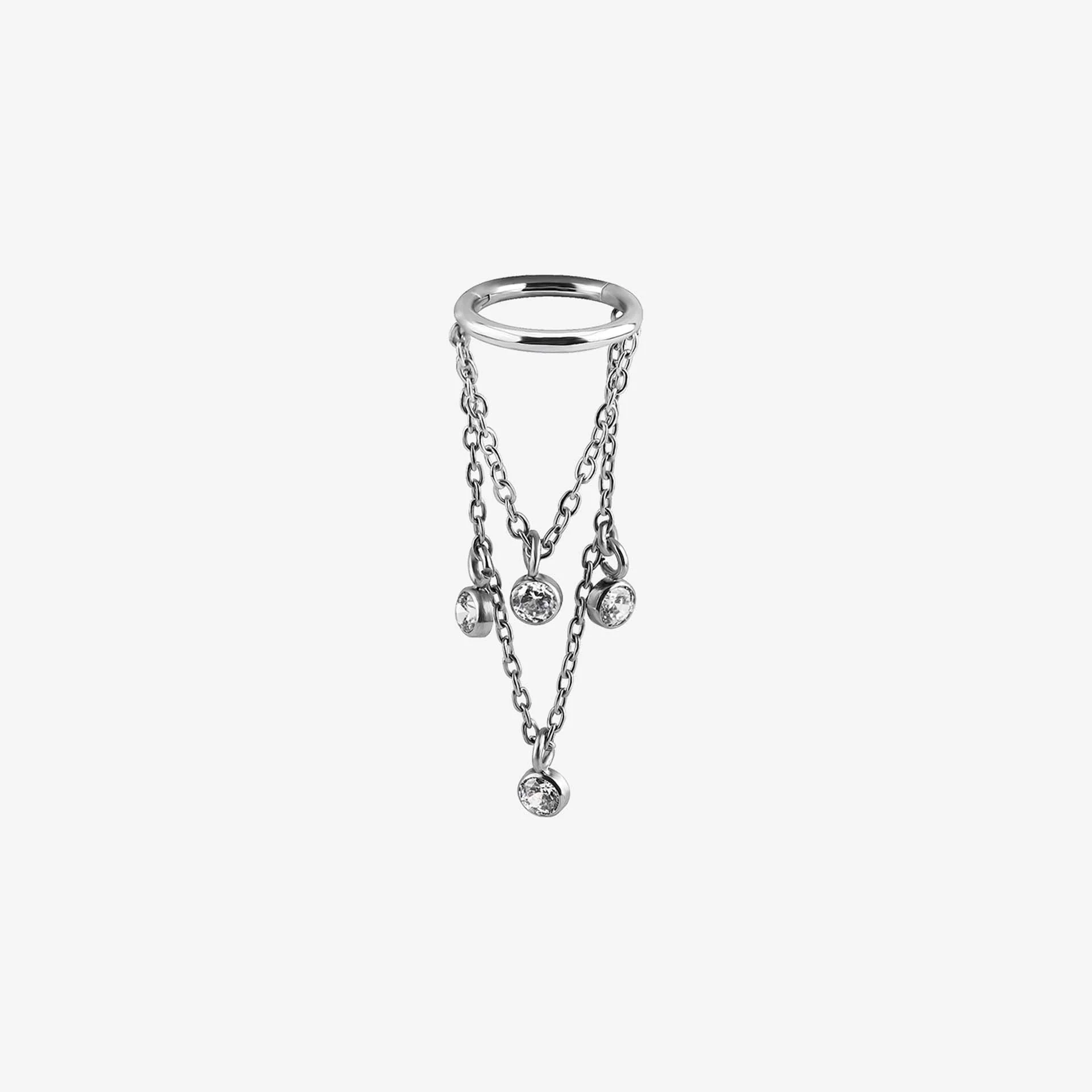 Piranha Argola Dangle Crystals Chains Steel Basicline - Image 2