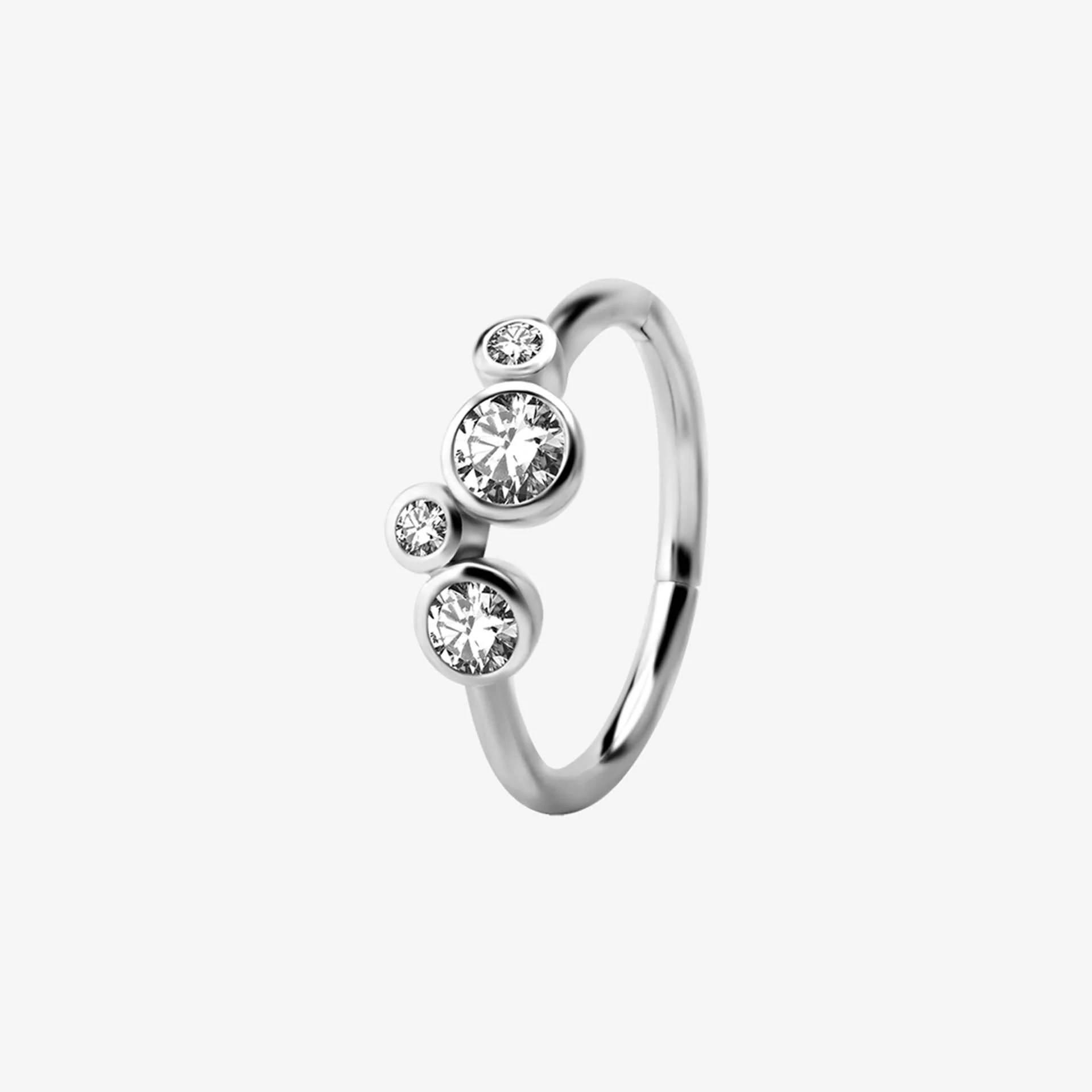 Piranha Argola Hinged Jewelled Ring Steel Basicline - Image 2