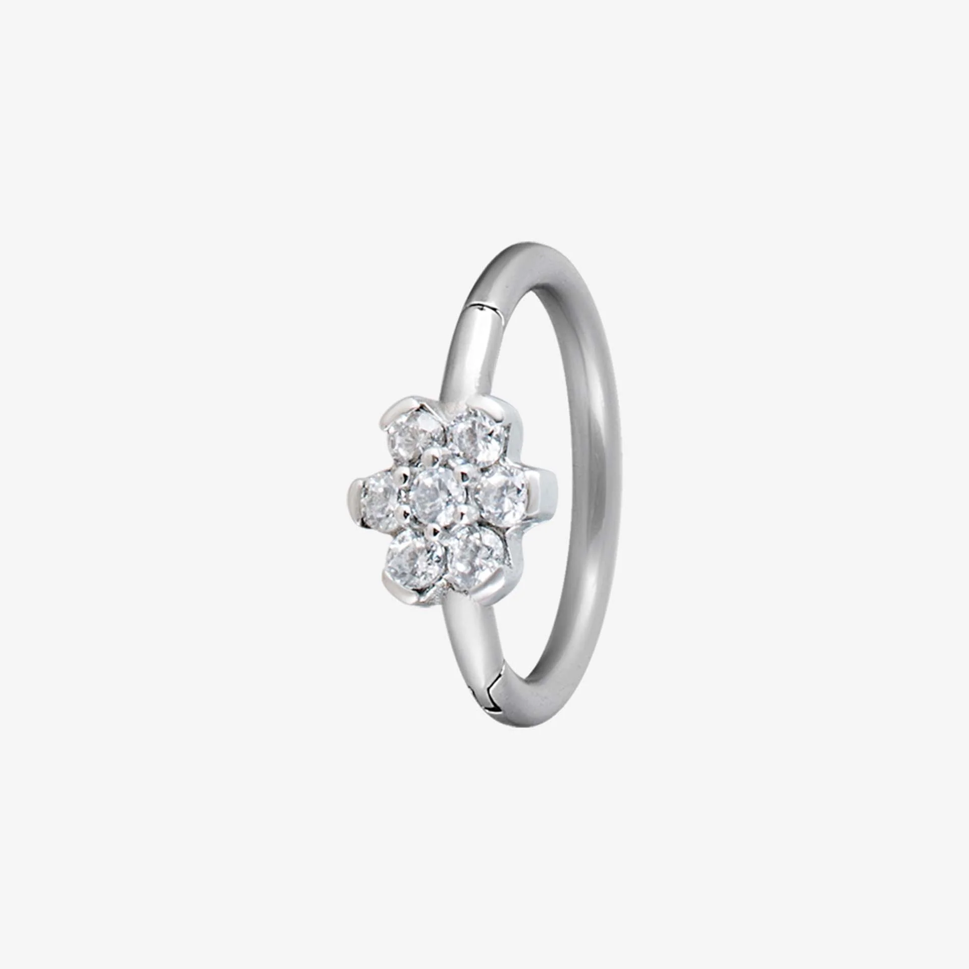 Piranha Argola Hinged Ring Flower Crystals Steel Basicline - Image 2