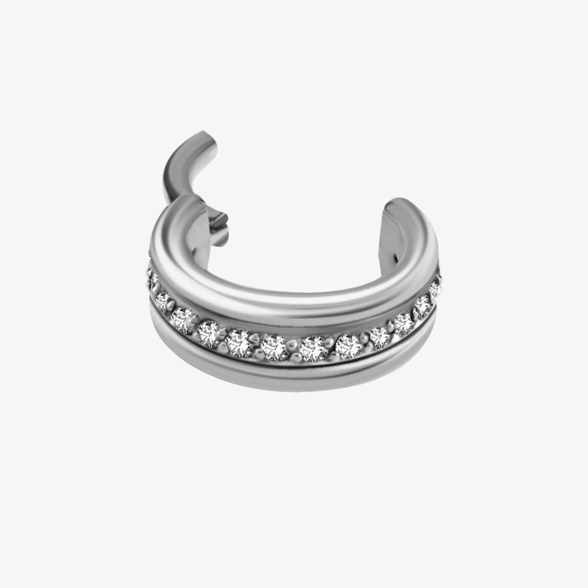 Piranha Argola Hinged Triple Centraled Crystals Steel Basicline - Image 2