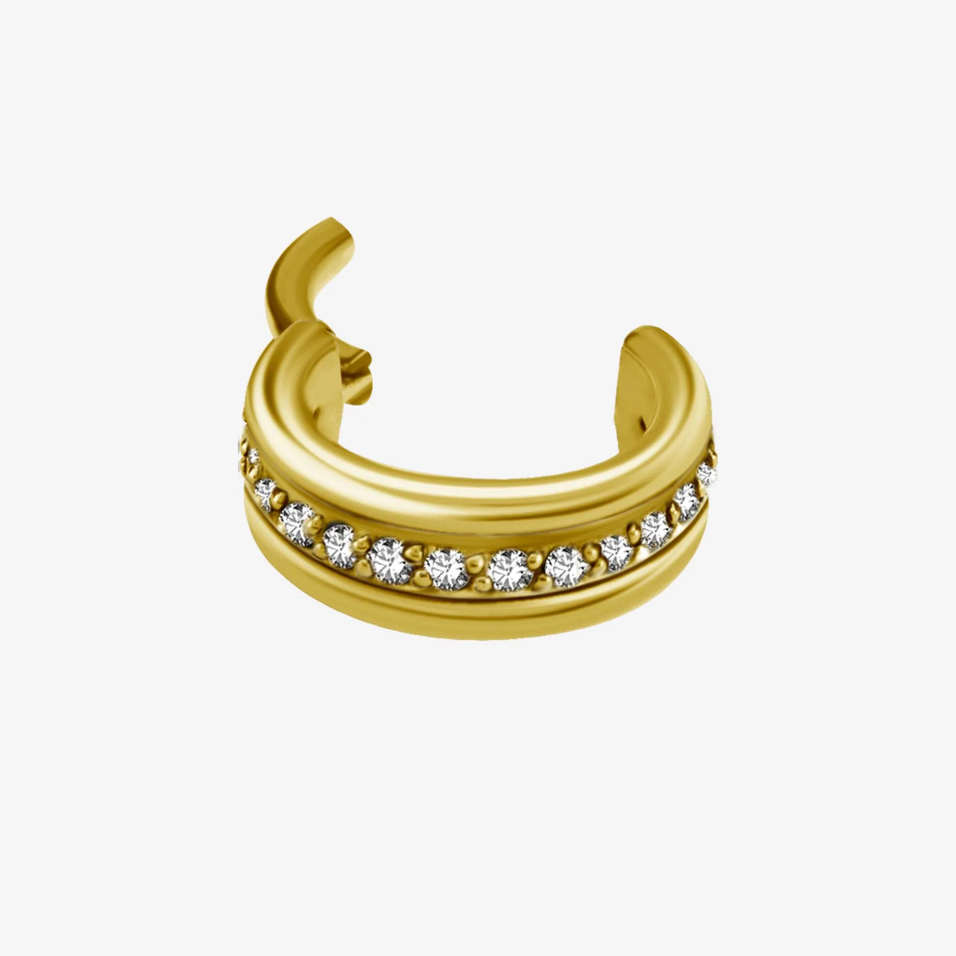 Piranha Argola Hinged Triple Centraled Crystals Steel Zirconline - Image 2