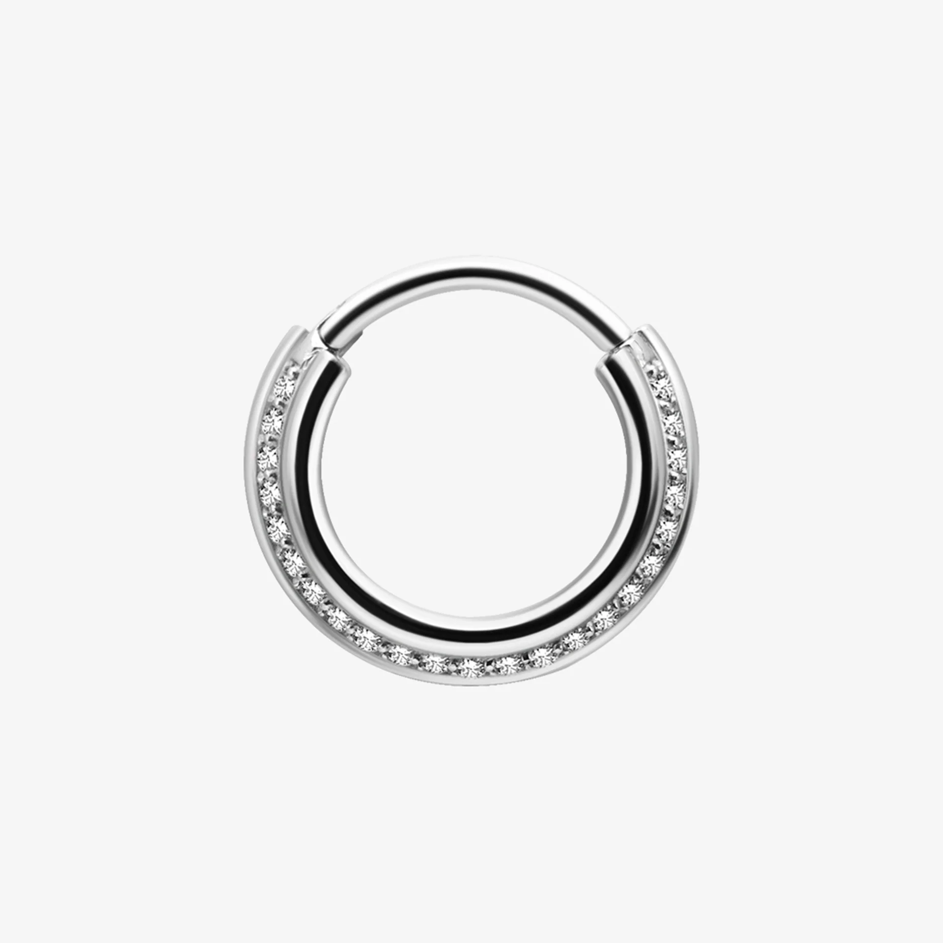 Piranha Argola Hinged Triple Slanted Crystals Steel Basicline - Image 2