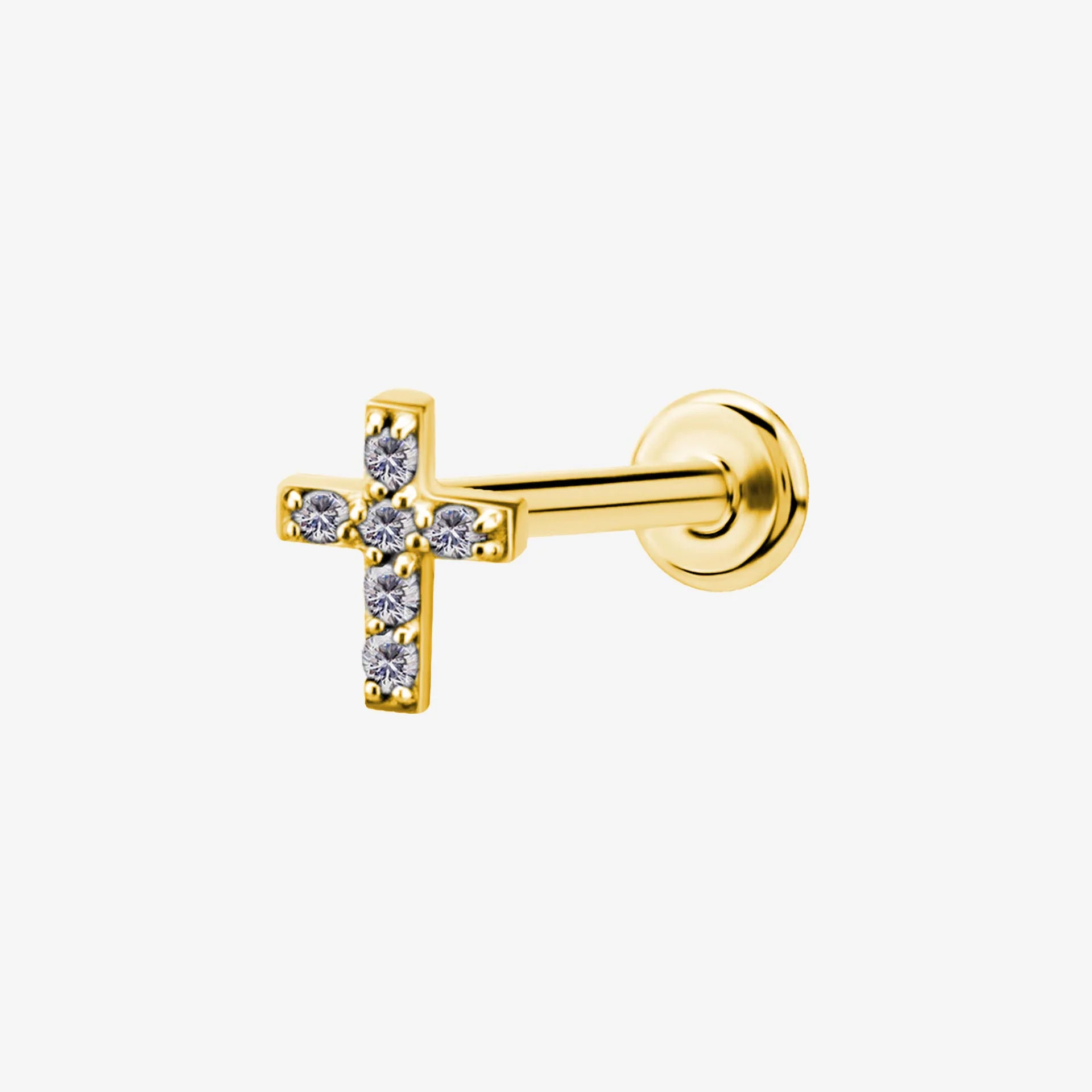 Piranha Labret Cross Jewelled Steel Zirconline - Image 2