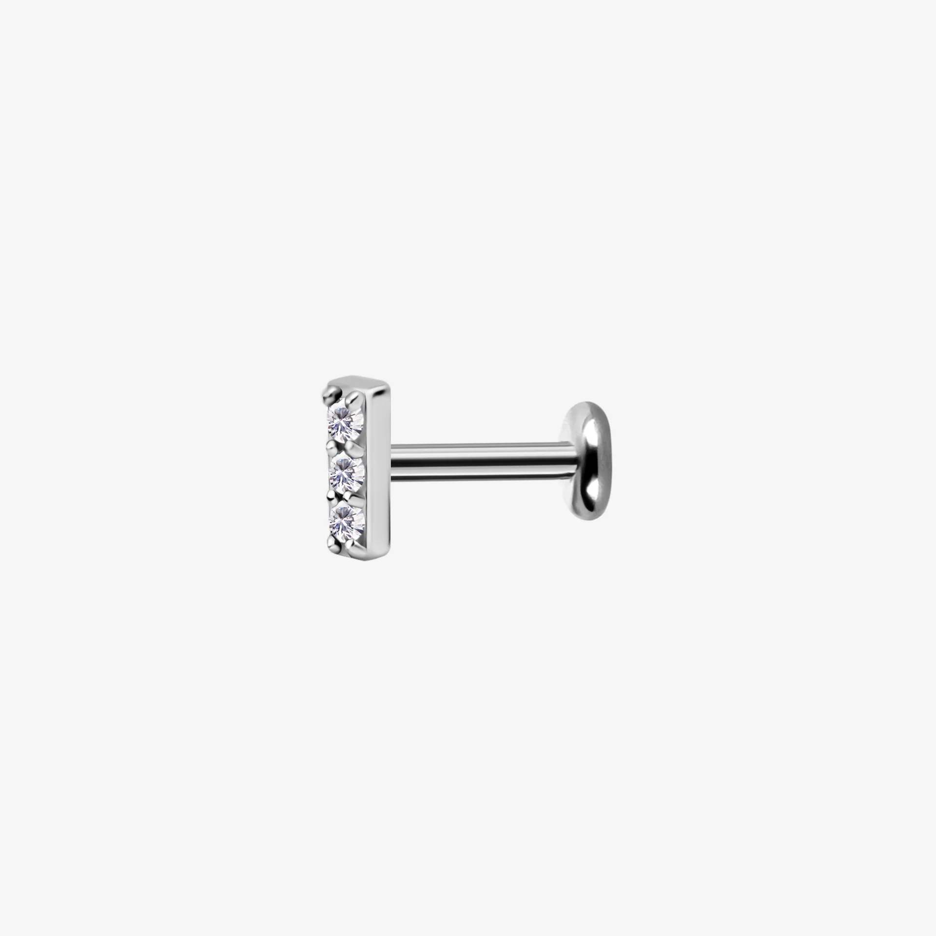 Piranha Labret Line 3 Crystals Aço cirúrgico 316L Basicline - Image 2