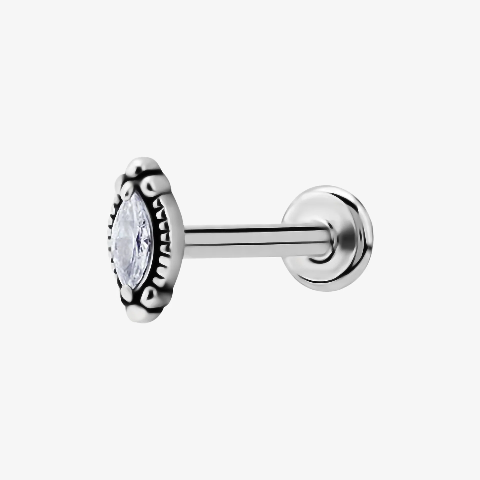 Piranha Labret Oval Crystal Steel Basicline - Image 2