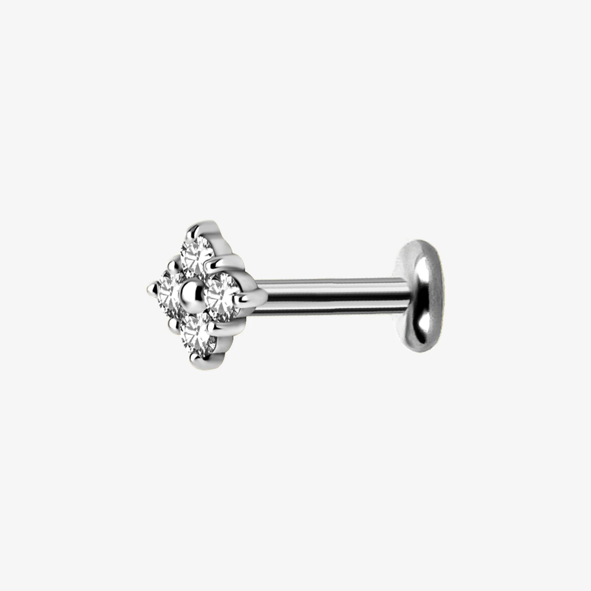Piranha Labret Square Jewelled Steel Basicline - Image 2