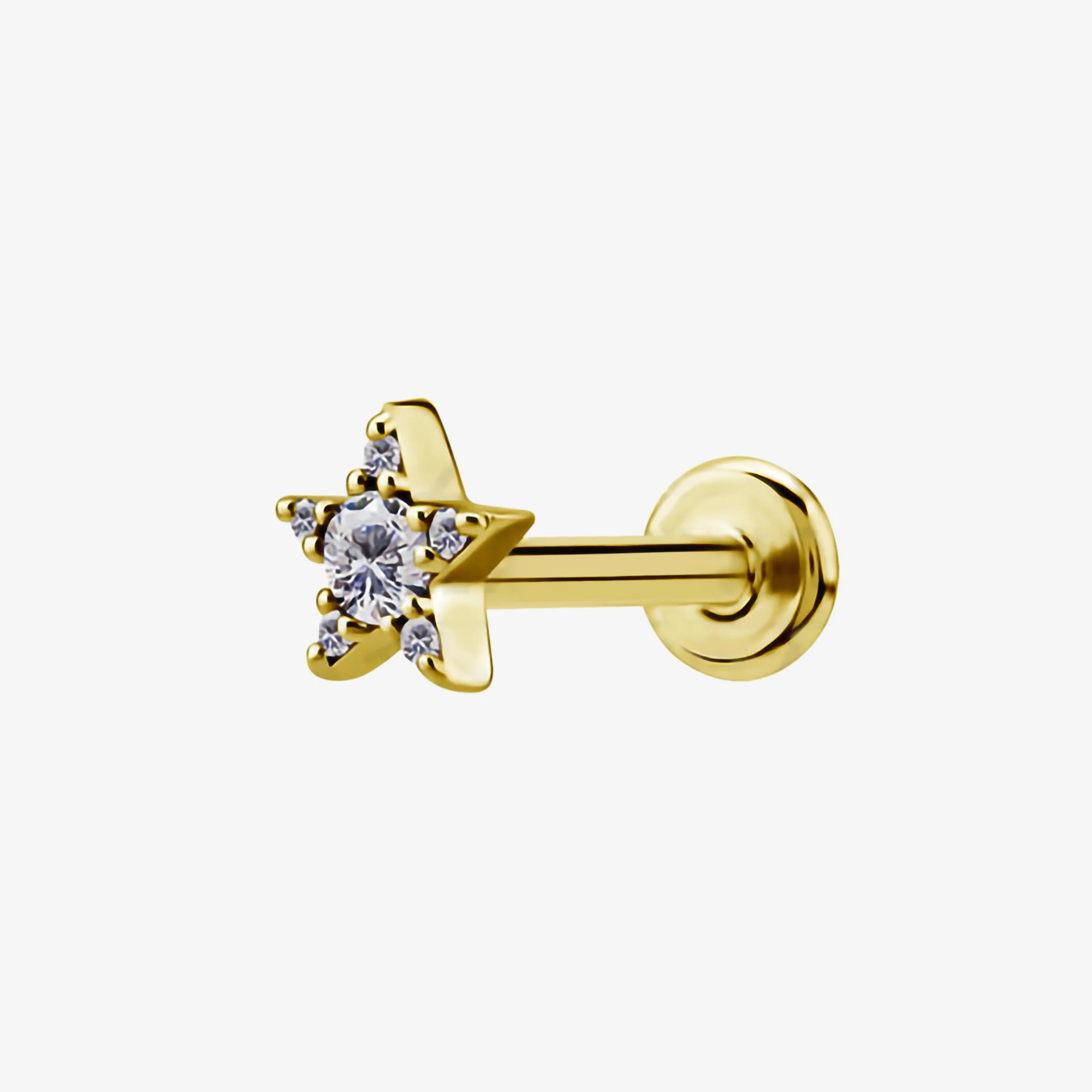 Piranha Labret Star Jewelled Steel Zirconline - Image 2