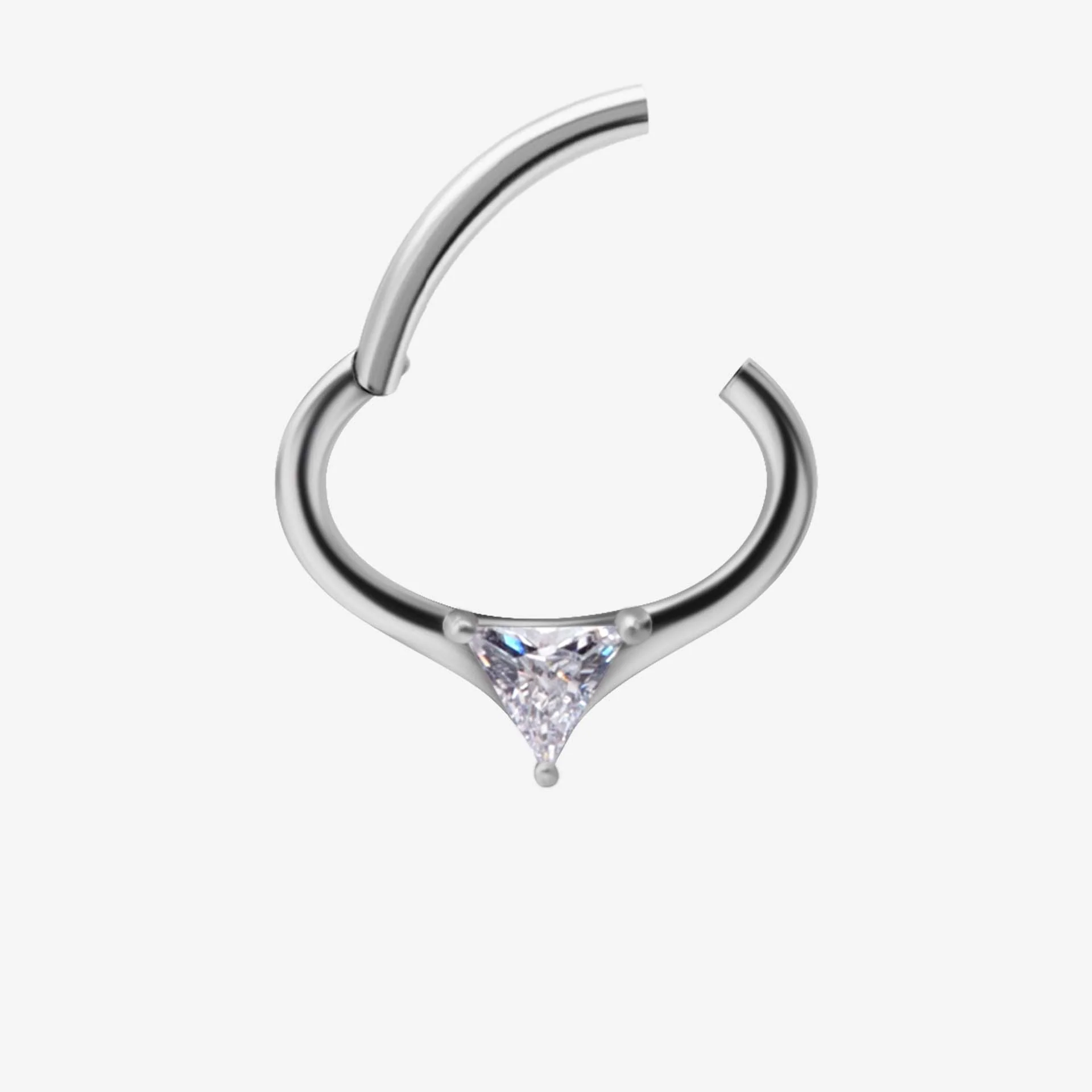 Piranha Septum Hinged Triangle Crystal Steel Basicline - Image 2