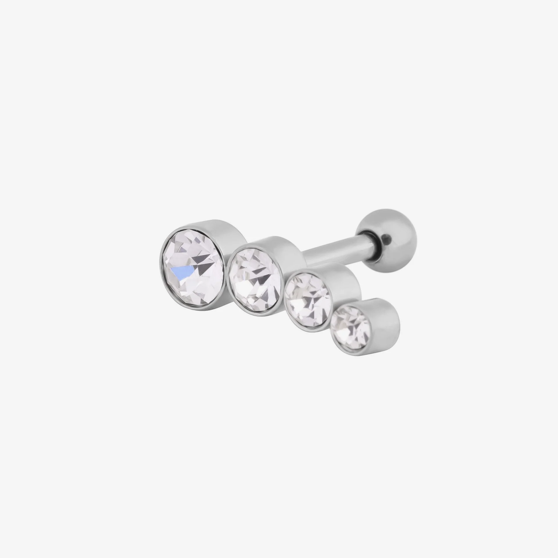 Wildcat Earbarbell 4 Round Crystals Steel Basicline - Image 2