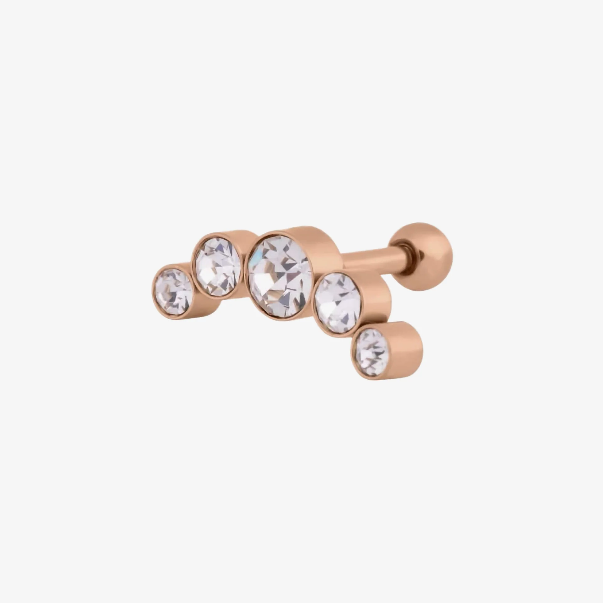 Wildcat Earbarbell 5 Crystals Steel Roseline - Image 2