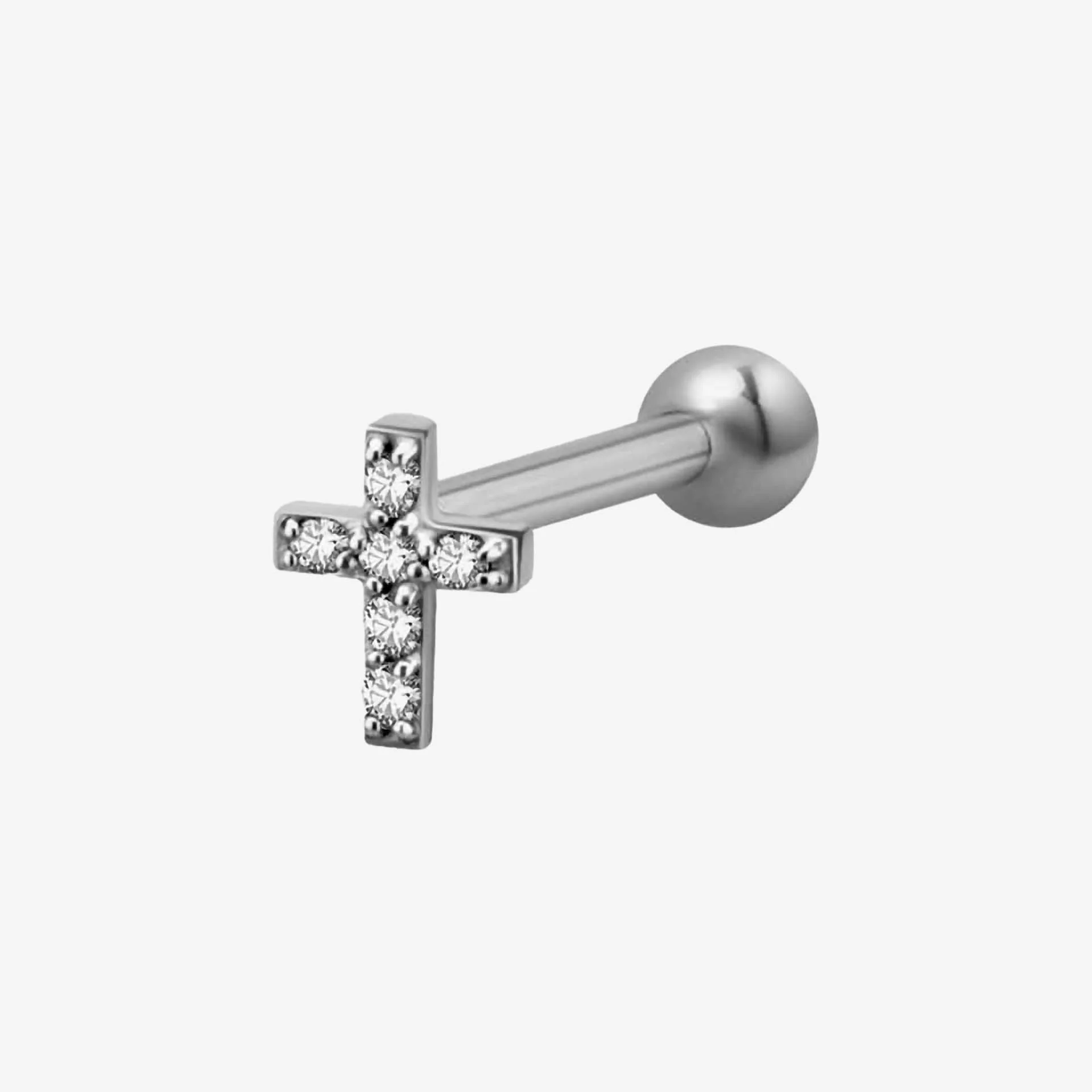 Wildcat Earbarbell Jewelled Cross Steel Basicline - Image 2