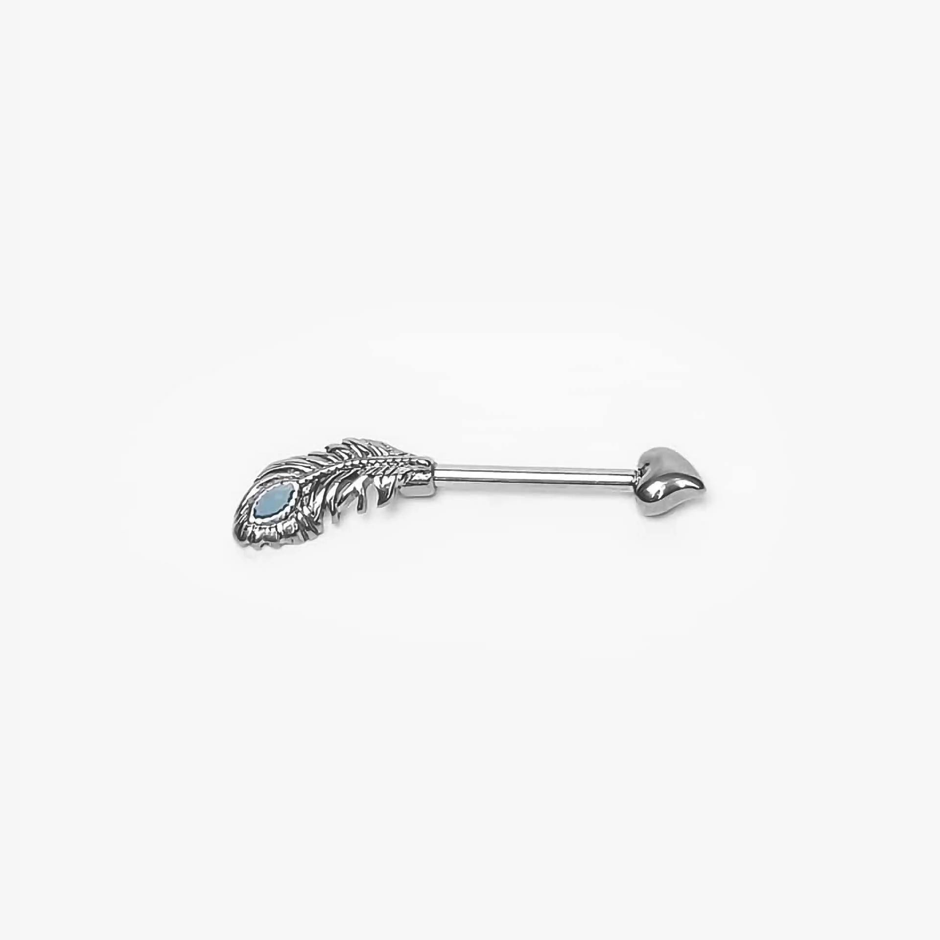 Wildcat Nipple Barbell Heart Feather Basicline - Image 2